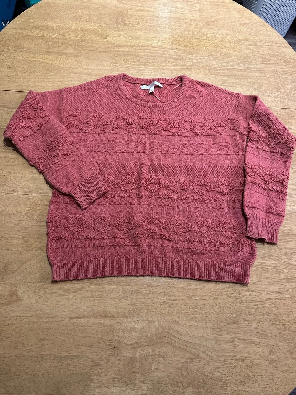 LC Lauren Conrad Medium Orange Textured Crew Neck Sweater